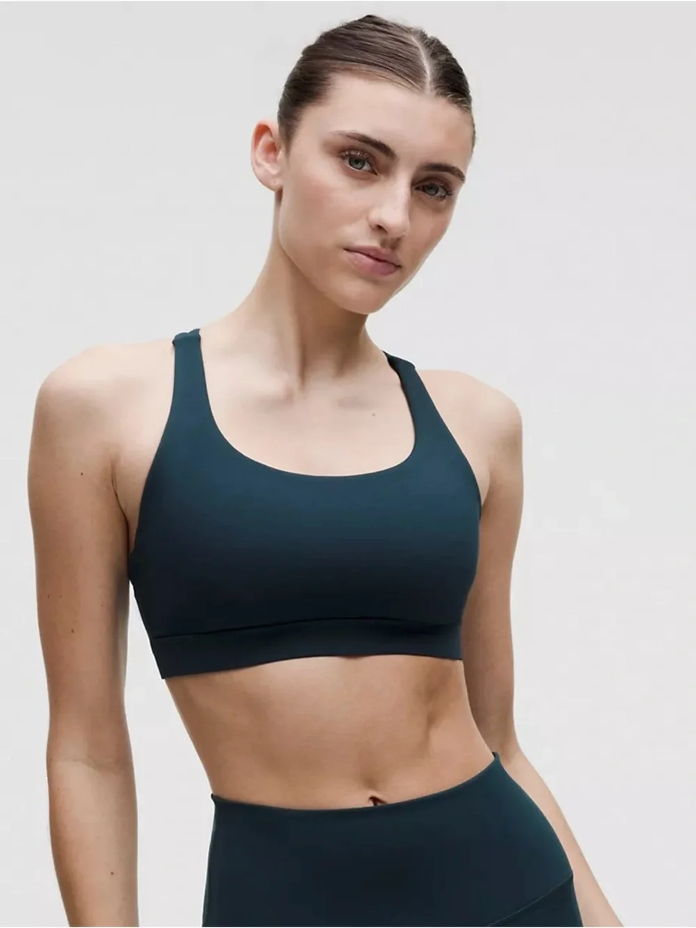 Lululemon Energy Bra Teal Criss Cross Back Medium Support Size 10